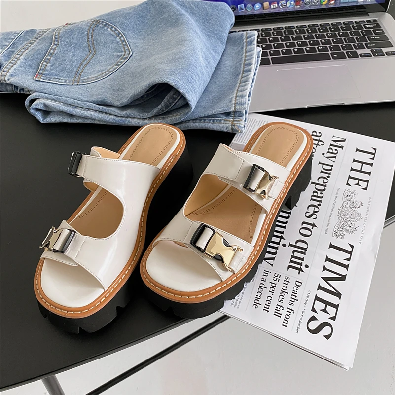 Meotina Women Slippers Shoes Genuine Leather Sandals High Thick Heels Buckle Slides Square Toe Cow Leather Summer Lady Footwear
Meotina Women Slippers Shoes Genuine Leather Sandals High Thick Heels Buckle Slides Square Toe Cow Leather Summer Lady Footwear