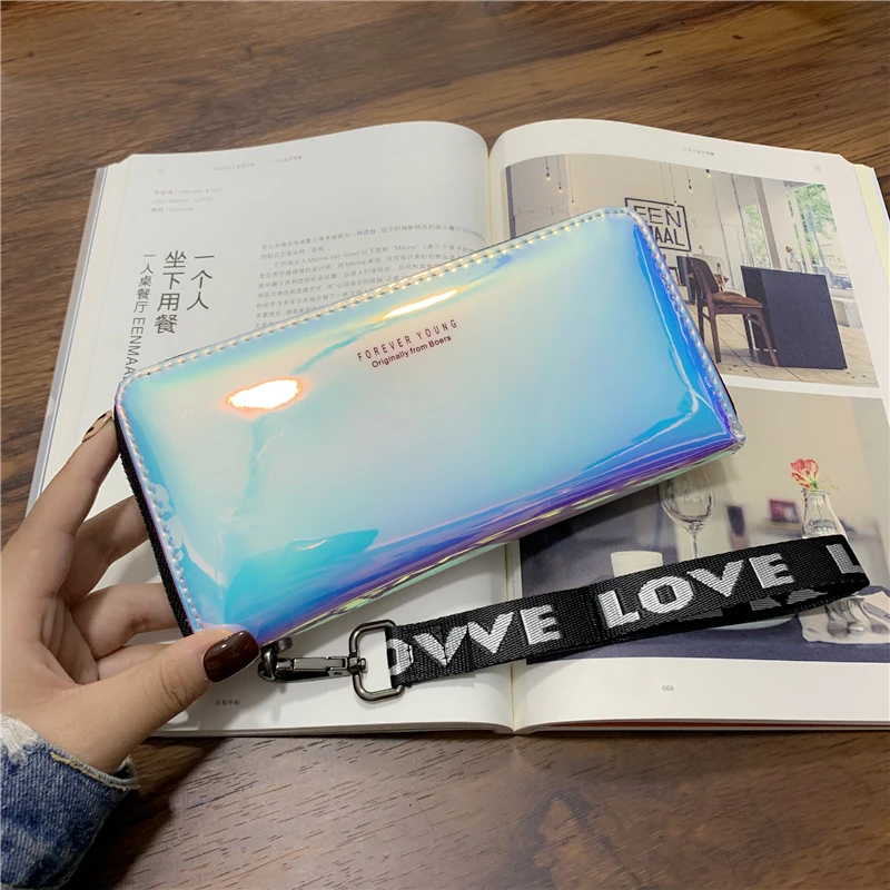Women Wallets Lanyard Laser Holographic Wallet Women Long Purse Female Clutch Bag Portfel Zip Phone Pocket Card Holder Carteras
Women Wallets Lanyard Laser Holographic Wallet Women Long Purse Female Clutch Bag Portfel Zip Phone Pocket Card Holder Carteras