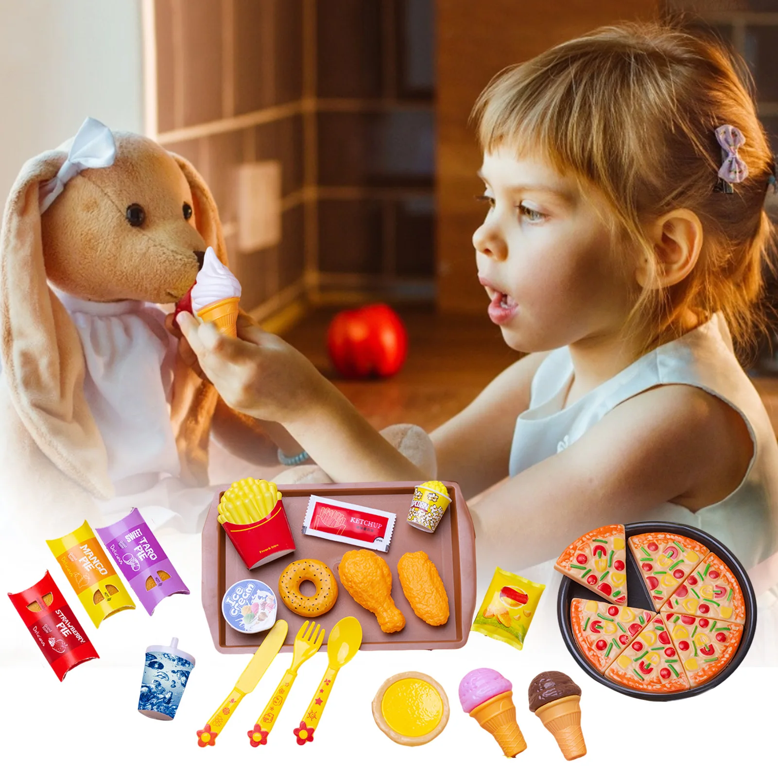 27PCS Pretend Play Set Plastic Food Toy DIY Pizza Cone Food Pretend Play Toys For Children Educational Gift Kitchen Play Toy Set
27PCS Pretend Play Set Plastic Food Toy DIY Pizza Cone Food Pretend Play Toys For Children Educational Gift Kitchen Play Toy Set