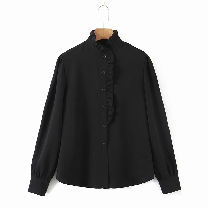 Women Black Shirt Autumn 2021 New Fashion Ruffles Fly Long Sleeve Blouse Preppy Style Female Top Clothing
Women Black Shirt Autumn 2021 New Fashion Ruffles Fly Long Sleeve Blouse Preppy Style Female Top Clothing