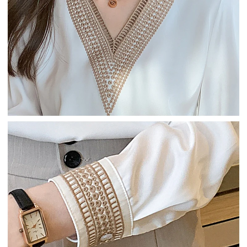 New Fashion Solid Color V Neck Chiffon Women Shirts Casual Loose Long Sleeve Women Blouse Tops Plus Size Female Clothing
New Fashion Solid Color V Neck Chiffon Women Shirts Casual Loose Long Sleeve Women Blouse Tops Plus Size Female Clothing