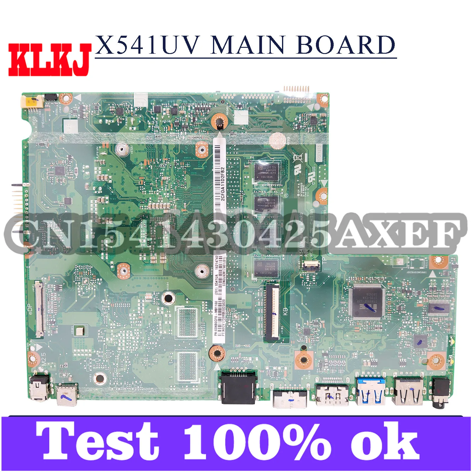 KLKJ X541UV Laptop Motherboard For ASUS VivoBook X541UA X541U Original Mainboard 4GB-RAM I7-6500U GM
KLKJ X541UV Laptop Motherboard For ASUS VivoBook X541UA X541U Original Mainboard 4GB-RAM I7-6500U GM