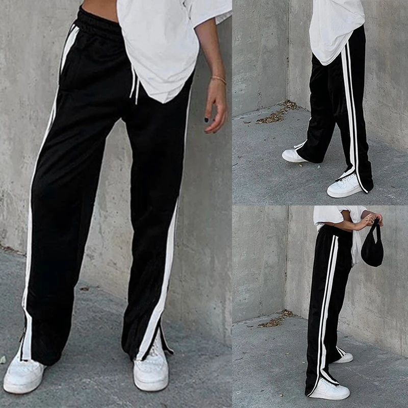 Fashion Side Striped Zipper Drawstring Sweatpants Women Harajuku Straight Long Trousers Y2K Pants Capris Streetwear
Fashion Side Striped Zipper Drawstring Sweatpants Women Harajuku Straight Long Trousers Y2K Pants Capris Streetwear