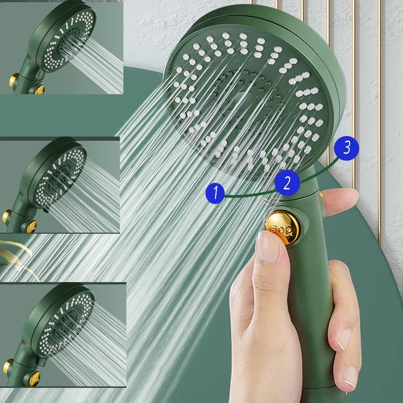 Pressurized Adjustable Water Saving Shower Head With 3 Functions One-Button Water Stop Hand Spray Shower Head Bathroom Accessori 
Pressurized Adjustable Water Saving Shower Head With 3 Functions One-Button Water Stop Hand Spray Shower Head Bathroom Accessori
