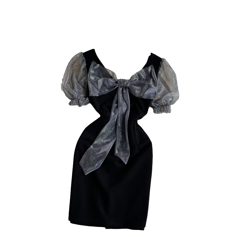2021 Spring New Fashion Retro Mesh Stitching Vestidos Female V-neck Bow Bow Puff Sleeves Waist Slim Mini Dress
2021 Spring New Fashion Retro Mesh Stitching Vestidos Female V-neck Bow Bow Puff Sleeves Waist Slim Mini Dress
