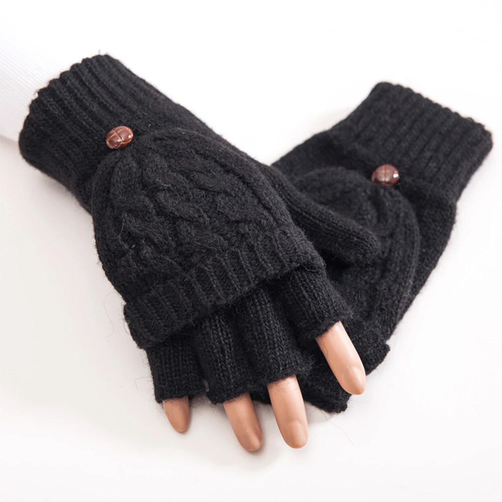 Women Thicken Autumn Winter Knitted Hand Warmer Artificial Wool Mittens Gloves Soft Thermal Gift Flip Half Finger 1 Pair
Women Thicken Autumn Winter Knitted Hand Warmer Artificial Wool Mittens Gloves Soft Thermal Gift Flip Half Finger 1 Pair