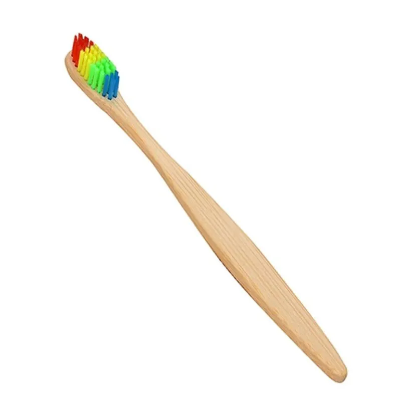 

1 Piece Novelty Wooden Rainbow Colorful Head Bamboo Toothbrush Soft Bristle Bamboo Fibre Wooden Handle Oral Care