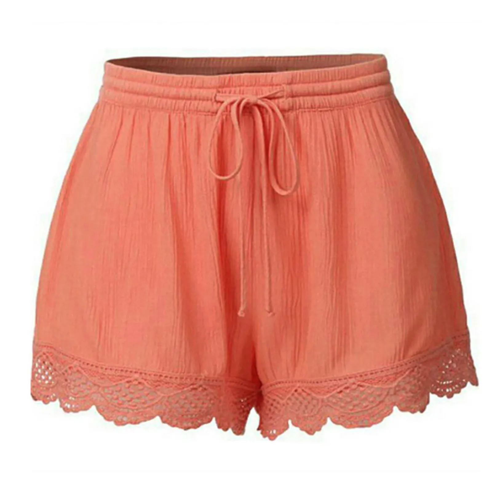 25# Shorts Women Lace Plus Size Rope Tie Shorts Solid Color Drawstring Elastic Waist Casual Trousers Spodenki Short Feminino 
25# Shorts Women Lace Plus Size Rope Tie Shorts Solid Color Drawstring Elastic Waist Casual Trousers Spodenki Short Feminino