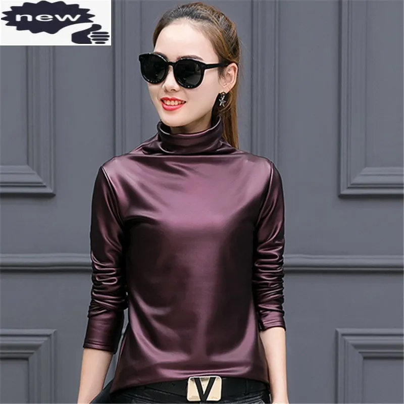 Autumn Winter Women Turtleneck Long Sleeve Tops Fashion Slim Fit Office Lady Pu Leather Short T-shirt Plus Size 4XL
Autumn Winter Women Turtleneck Long Sleeve Tops Fashion Slim Fit Office Lady Pu Leather Short T-shirt Plus Size 4XL