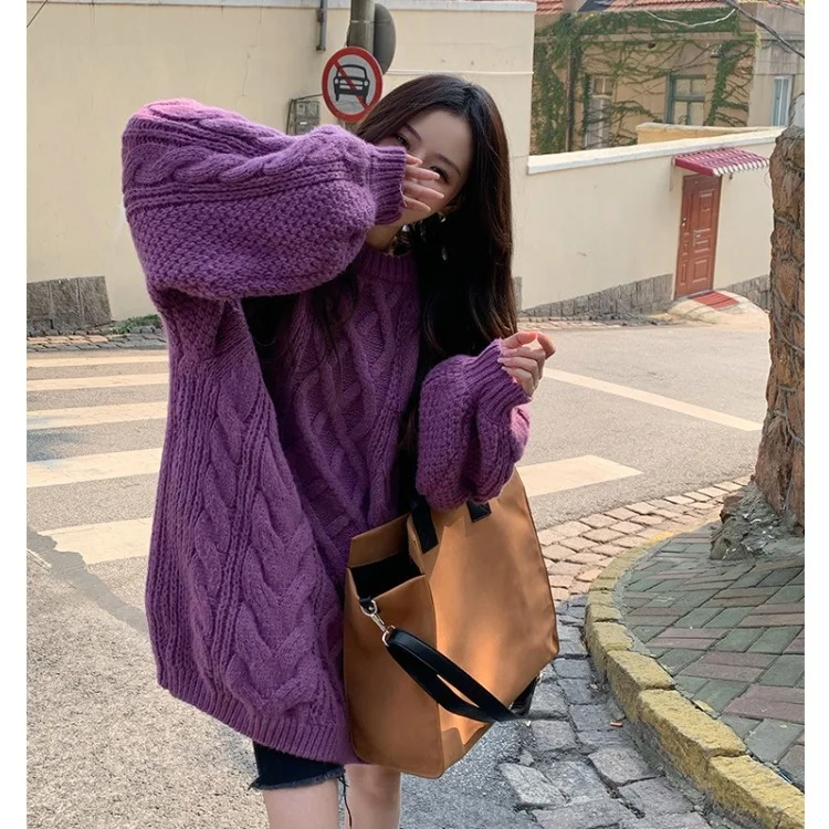 Chic Korean Lazy Wind Sweater Autumn and Winter Lower Garment Missing Thickened Twist Loose Knit Top X2733
Chic Korean Lazy Wind Sweater Autumn and Winter Lower Garment Missing Thickened Twist Loose Knit Top X2733