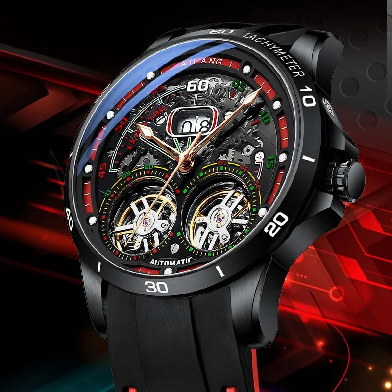 AILANG Waterproof Double Tourbillon Watch Men Fashion Silicone Strap Automatic Mechanical Man's Wristwatches Perspective Window
AILANG Waterproof Double Tourbillon Watch Men Fashion Silicone Strap Automatic Mechanical Man's Wristwatches Perspective Window
