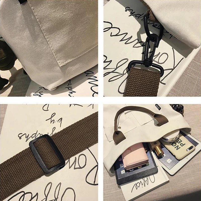 Shopping Bags Solid Canvas Handbags Zipper Hasp Large Capacity Student Anti-theft Casual Fashion Crossbody One-shoulder Shopper
Shopping Bags Solid Canvas Handbags Zipper Hasp Large Capacity Student Anti-theft Casual Fashion Crossbody One-shoulder Shopper