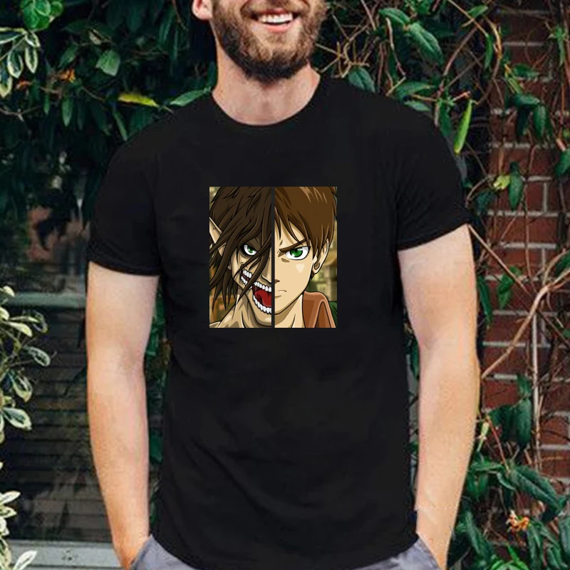 Hot Japanese Anime Attack on Titan T Shirt Eren Jaeger Printed O-neck Short-sleev Clothes Black White Summer Casual Streetwear
Hot Japanese Anime Attack on Titan T Shirt Eren Jaeger Printed O-neck Short-sleev Clothes Black White Summer Casual Streetwear