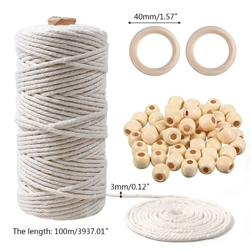 1 Set Macrame Rope Cotton Cord Hand Craft String Wooden Bead Circle Ring Combination DIY Supplies Crafts Making Acessory
1 Set Macrame Rope Cotton Cord Hand Craft String Wooden Bead Circle Ring Combination DIY Supplies Crafts Making Acessory