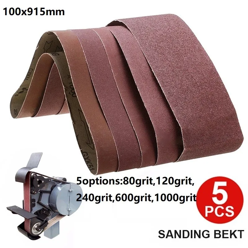 5Pcs 100x915mm Sanding Belt 80 120 240 600 1000 Grit Abrasive Belt Sanding Band Sandpaper Grinder Sander Grinding Polishing Tool
5Pcs 100x915mm Sanding Belt 80 120 240 600 1000 Grit Abrasive Belt Sanding Band Sandpaper Grinder Sander Grinding Polishing Tool