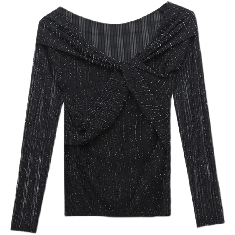 2021 Spring Sexy Women Strapless T shirt long-sleeved Slash neck Bottoming shirt Slim Casual Mesh ladies top
2021 Spring Sexy Women Strapless T shirt long-sleeved Slash neck Bottoming shirt Slim Casual Mesh ladies top