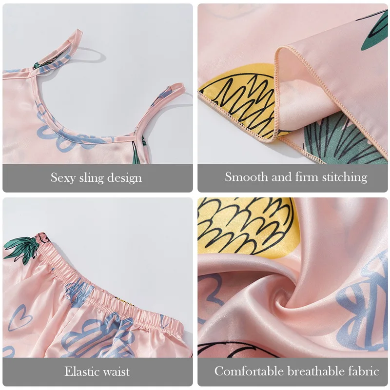 Female Summer Silk Pajamas for Women Sexy Camisole Two-piece Set Home Clothes Pijama Sexy Mujer Sleepwear
Female Summer Silk Pajamas for Women Sexy Camisole Two-piece Set Home Clothes Pijama Sexy Mujer Sleepwear