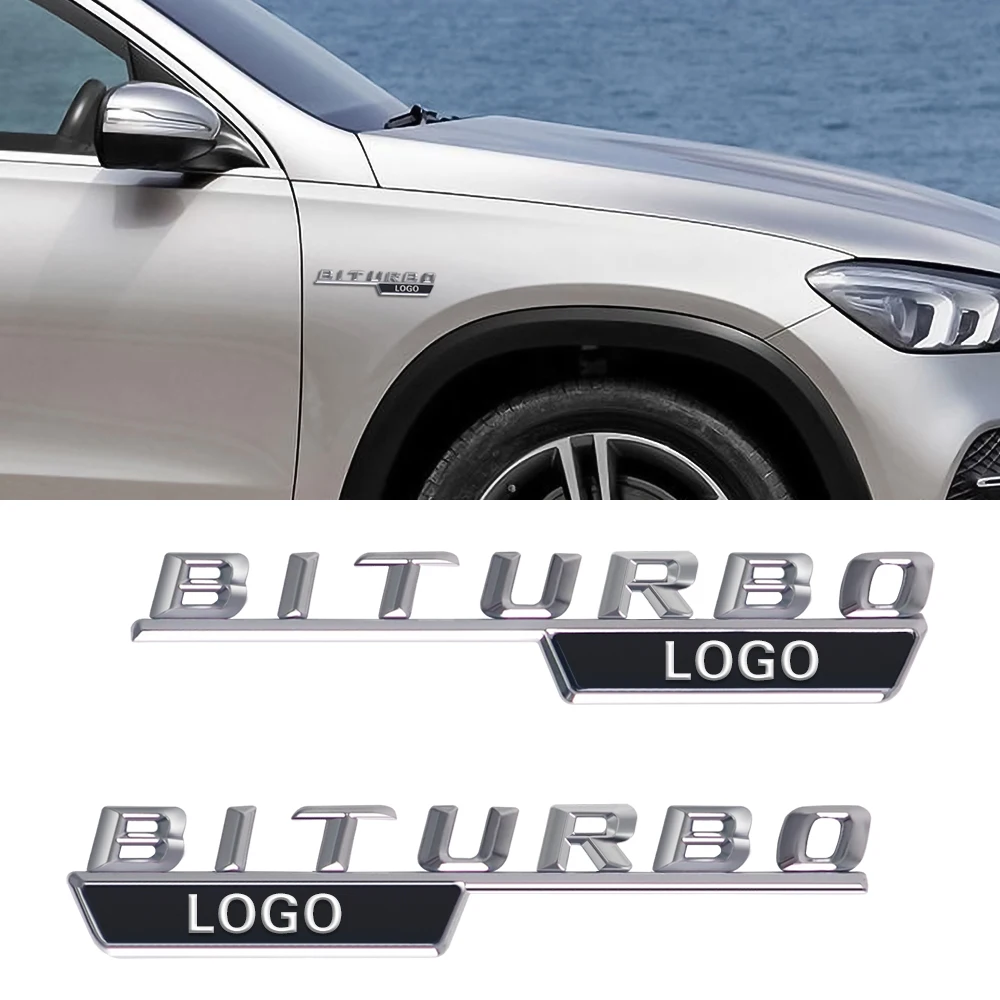 Фото 1 пара серебряных наклеек для боковых крыльев AMG Mercedes BITURBO CLS CLA W117 W212 E63 W202 W205 W176
