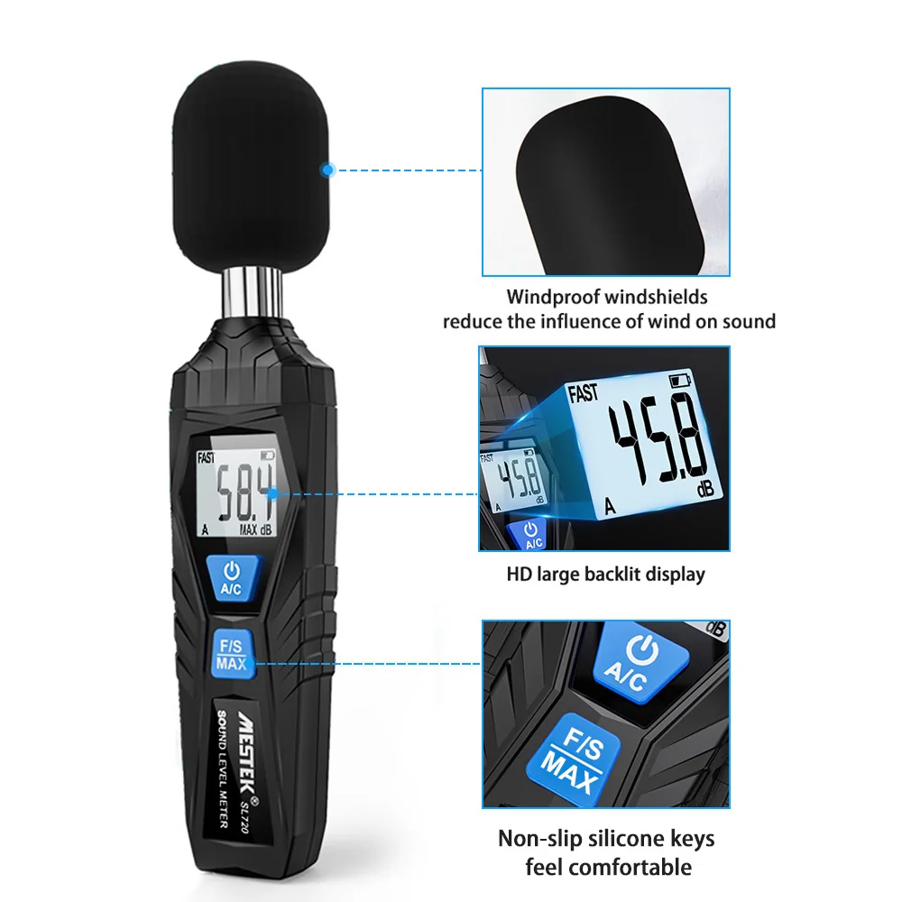 MESTEK 30~130dB Meter Noise Detector Measuring Instrument ±2.0dB Mini Audio Sound Level Meter Decibel Monitor Sound Smart Sensor
MESTEK 30~130dB Meter Noise Detector Measuring Instrument ±2.0dB Mini Audio Sound Level Meter Decibel Monitor Sound Smart Sensor