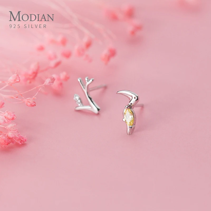 Modian Real 925 Sterling Silver Lovely Plant Branches Animal Woodpecker Asymmetry Stud Earring for Women Fine Jewelry Kids Gift
Modian Real 925 Sterling Silver Lovely Plant Branches Animal Woodpecker Asymmetry Stud Earring for Women Fine Jewelry Kids Gift