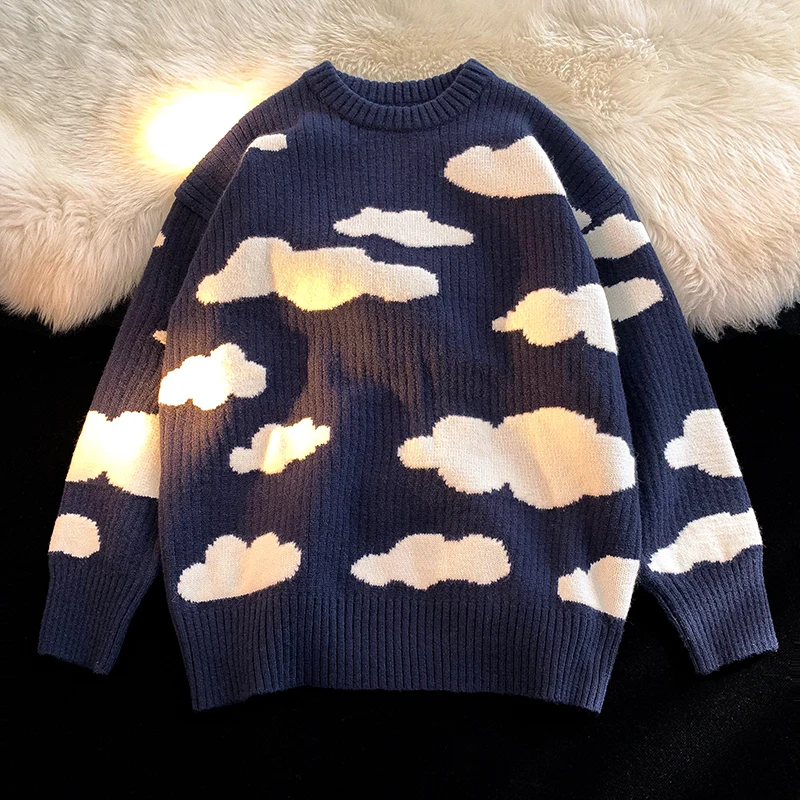 Men's Crew Knit Sweater Korean Streetwear Vintage Cloud Pattern Men Clothing Long Sleeve Winter Autumn Clothes
Men's Crew Knit Sweater Korean Streetwear Vintage Cloud Pattern Men Clothing Long Sleeve Winter Autumn Clothes