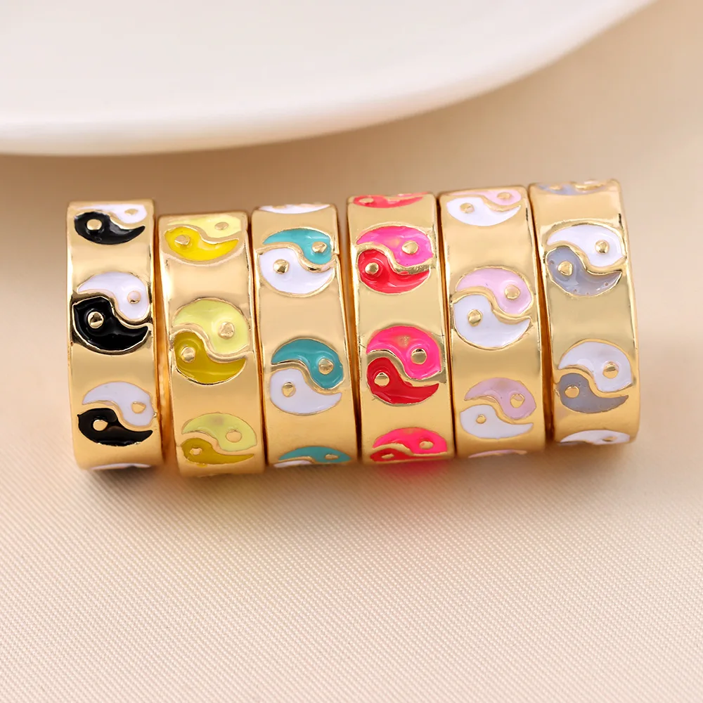 Ins New Cute Happy Smiling Face Enamel Rings for Women Metal Fashion Gold Silver Color Flower Bagua Yin Yang Ring Jewelry Gifts
Ins New Cute Happy Smiling Face Enamel Rings for Women Metal Fashion Gold Silver Color Flower Bagua Yin Yang Ring Jewelry Gifts