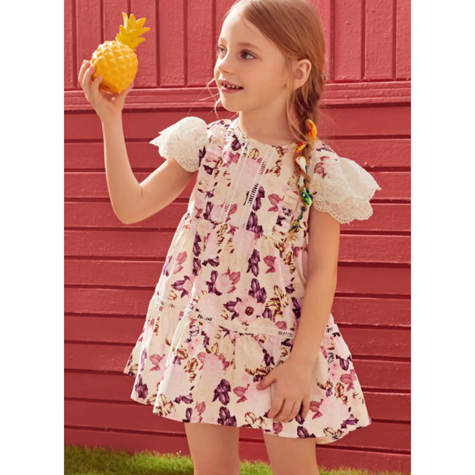 Girls Casual Big Hem Dress White Floral Printed Pattern Fly Sleeves Zipper Closure Purple print dress
Girls Casual Big Hem Dress White Floral Printed Pattern Fly Sleeves Zipper Closure Purple print dress