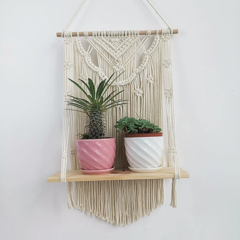 Creative Bohemian Decor Macrame Tapestry Rack Hand-woven Home Decoration Wall Hanging Flower Storage Wooden Shelf
Creative Bohemian Decor Macrame Tapestry Rack Hand-woven Home Decoration Wall Hanging Flower Storage Wooden Shelf