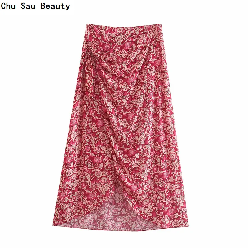 Chu Sau Beauty 2021 Za New Women's Garden Flower Color Printing Sarong Skirt Summer Fashion Retro Fold Slit Mid-Length Skirt 
Chu Sau Beauty 2021 Za New Women's Garden Flower Color Printing Sarong Skirt Summer Fashion Retro Fold Slit Mid-Length Skirt