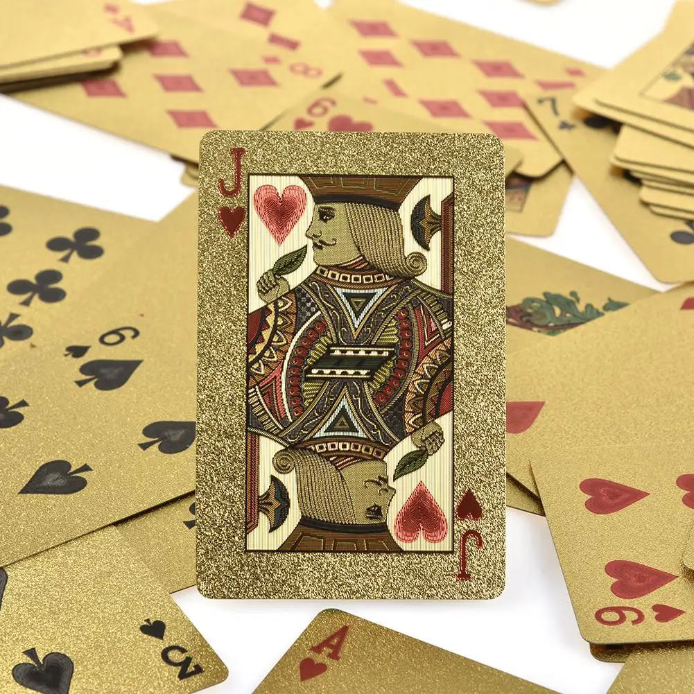 Golden Playing Cards Deck Of Gold Foil Pokers Set Magic Cards Gold Plastic Foil Pokers Durable Waterproof Board Game Parties
Golden Playing Cards Deck Of Gold Foil Pokers Set Magic Cards Gold Plastic Foil Pokers Durable Waterproof Board Game Parties