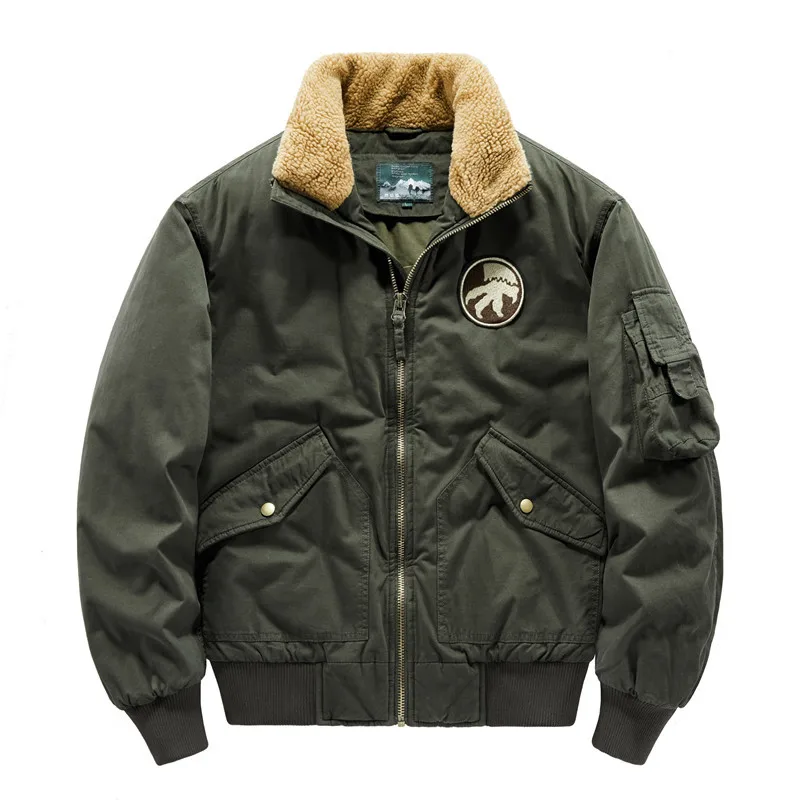 Men's Jacket 2021 Winter New Cotton Padded Jacket Fashion Lamb Wool Collar Thickened Men's Coat Large Pilot Overalls With Badges
Men's Jacket 2021 Winter New Cotton Padded Jacket Fashion Lamb Wool Collar Thickened Men's Coat Large Pilot Overalls With Badges