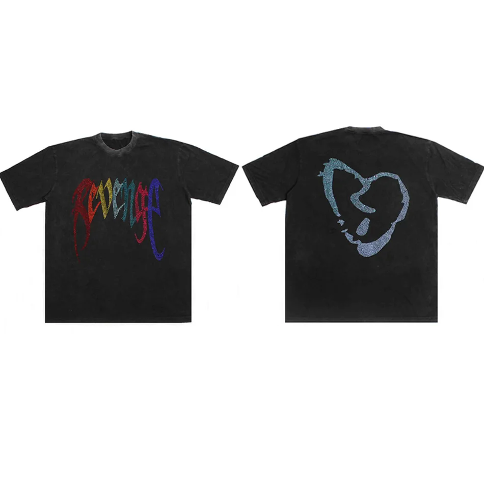 Футболка Мужская/женская из тяжелой ткани с принтом месть и бриллиантами 
Футболка Мужская/женская из тяжелой ткани с принтом месть и бриллиантами