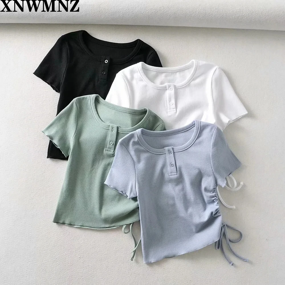 XNWMNZ Cute Crop Top T Shirt Ladies Korean Basic Womens Tshirts Short Sleeve Tee Shirt Femme Casual Summer Drawstring za women
XNWMNZ Cute Crop Top T Shirt Ladies Korean Basic Womens Tshirts Short Sleeve Tee Shirt Femme Casual Summer Drawstring za women