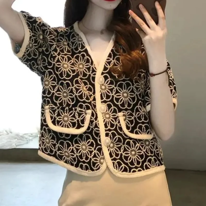 QWEEK Vintage Floral Embroidery Shirt Women Knit Patchwork Beautiful Blouses Short Sleeve Pearl Button Up Tops Korean Style 2021
QWEEK Vintage Floral Embroidery Shirt Women Knit Patchwork Beautiful Blouses Short Sleeve Pearl Button Up Tops Korean Style 2021