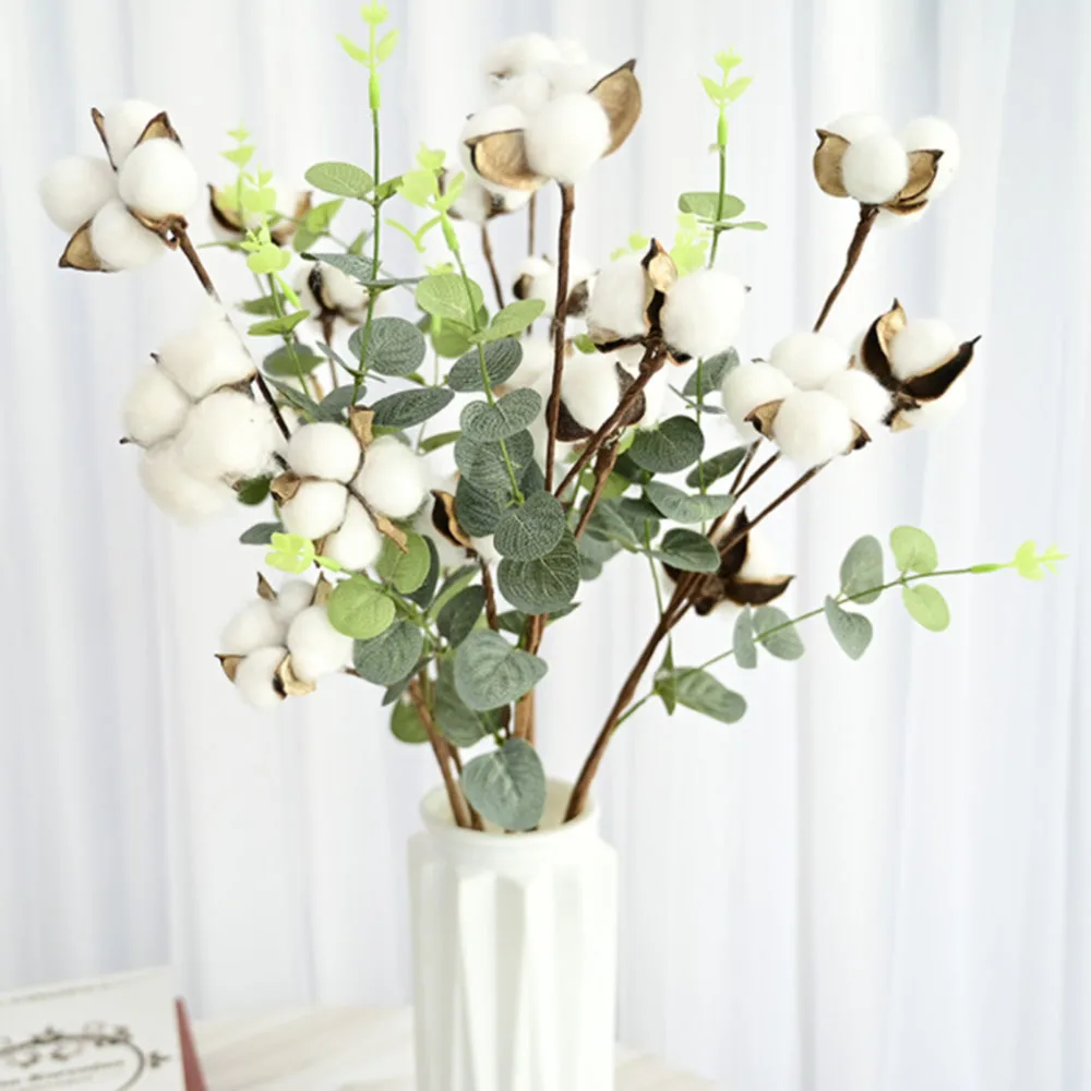 Artificial Cotton Stems Decor with Eucalyptus Leaves 4 Cotton Heads Natural Cotton Flower Wedding Home DIY Decor
Artificial Cotton Stems Decor with Eucalyptus Leaves 4 Cotton Heads Natural Cotton Flower Wedding Home DIY Decor