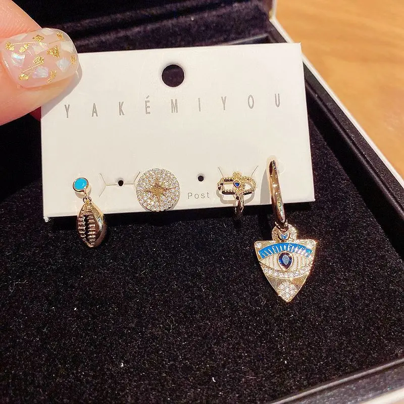 High-end 4pcs Mixed Styles Shell Star Hand Triangle Eye Dangle Earrings Set for Women Cubic Zirconia Jewelry
High-end 4pcs Mixed Styles Shell Star Hand Triangle Eye Dangle Earrings Set for Women Cubic Zirconia Jewelry