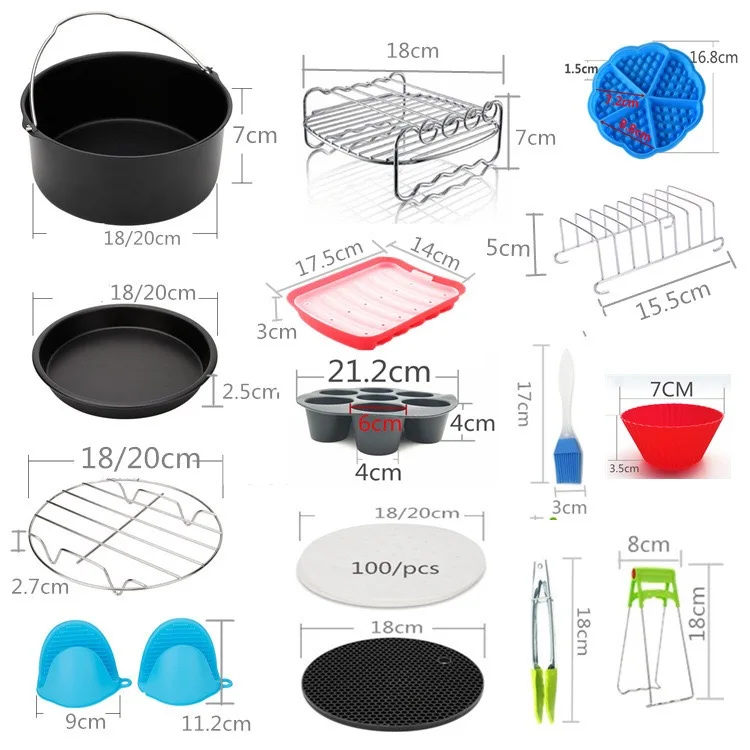 15PCS/Set 7/8inch High Quality Air Fryer Accessories For Gowise Phillips and Secura Fit All Airfryer 4.5QT-5.8QT Kitchen Sets
15PCS/Set 7/8inch High Quality Air Fryer Accessories For Gowise Phillips and Secura Fit All Airfryer 4.5QT-5.8QT Kitchen Sets