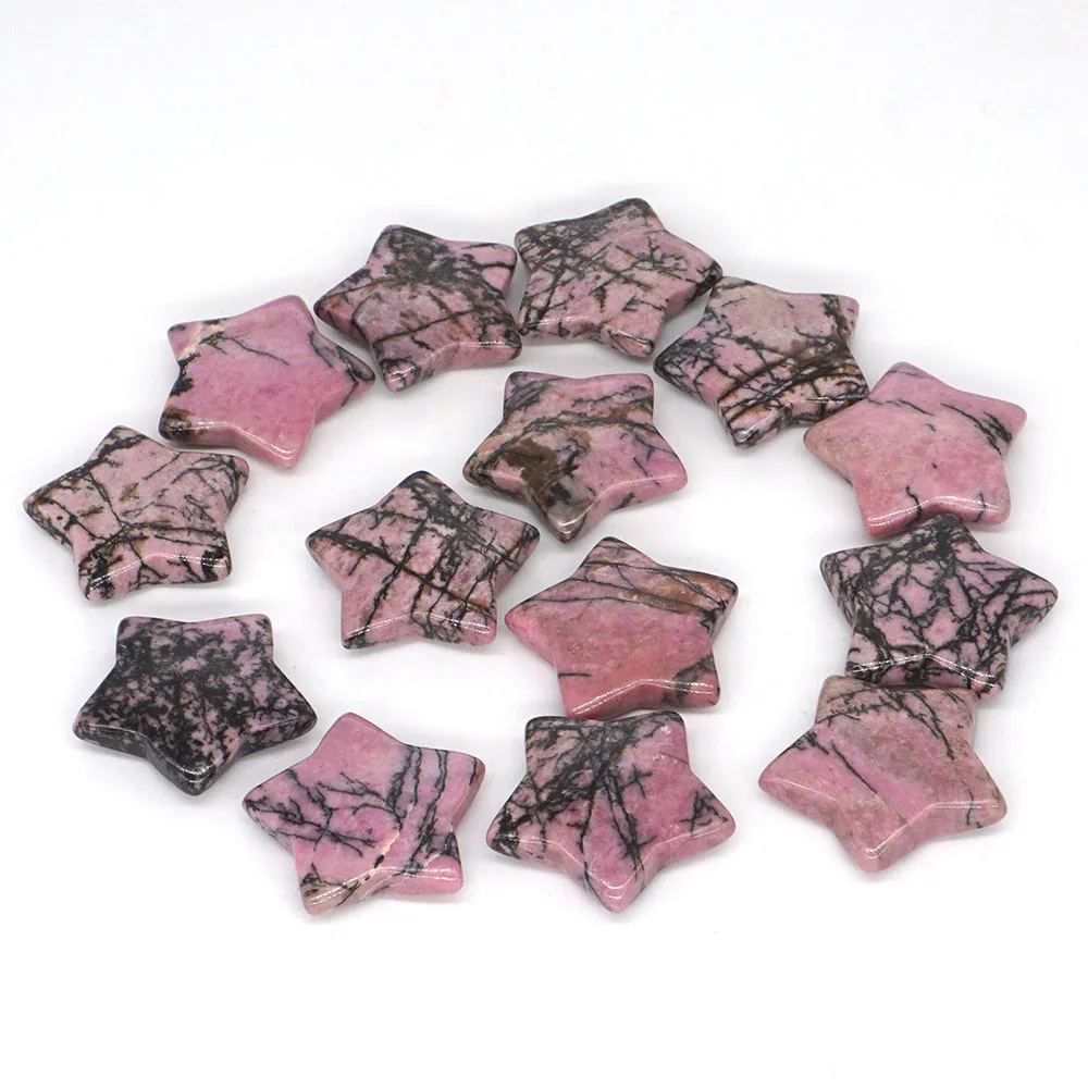 30mm Star Shaped Natural Gems Pink Black Rhodonite Crystal Polished Reiki Healing Mascot Home Decoration Gift For Jewery Making 
30mm Star Shaped Natural Gems Pink Black Rhodonite Crystal Polished Reiki Healing Mascot Home Decoration Gift For Jewery Making