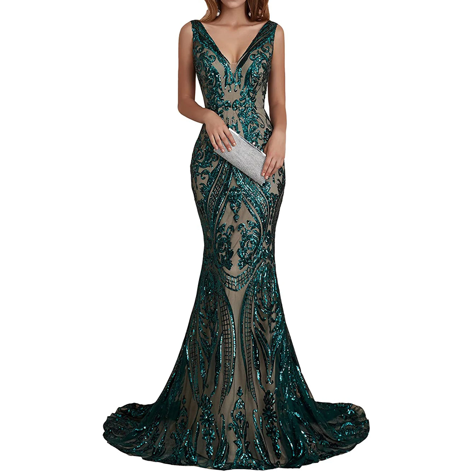 Elegant Wedding Evening Night Dress 2022 Muslim Gold Mermaid V-neck Train Sequined Xurious Prom Party Gown
Elegant Wedding Evening Night Dress 2022 Muslim Gold Mermaid V-neck Train Sequined Xurious Prom Party Gown