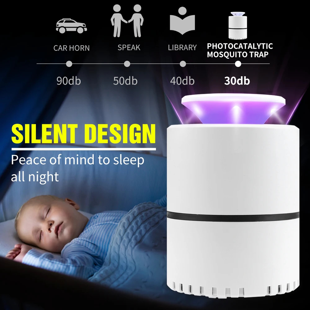 

USB UV Electric Mosquito Killer Light LED Photocatalyst Anti Bug Zapper Insect Trap Light 8W No Radiation Baby Repellent Lamps