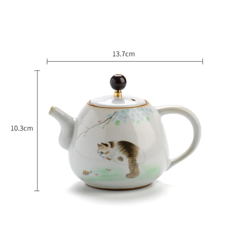 Керамический простой милый офисный чайник в виде кошки креативный фарфоровый с