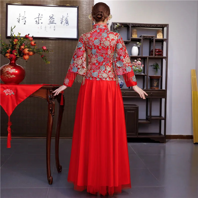 2019 New Style Chinese Traditional Wedding Dress for Toast Long-Sleeved Red Chinese Bride Wedding Dress Vintage Cheongsam
2019 New Style Chinese Traditional Wedding Dress for Toast Long-Sleeved Red Chinese Bride Wedding Dress Vintage Cheongsam