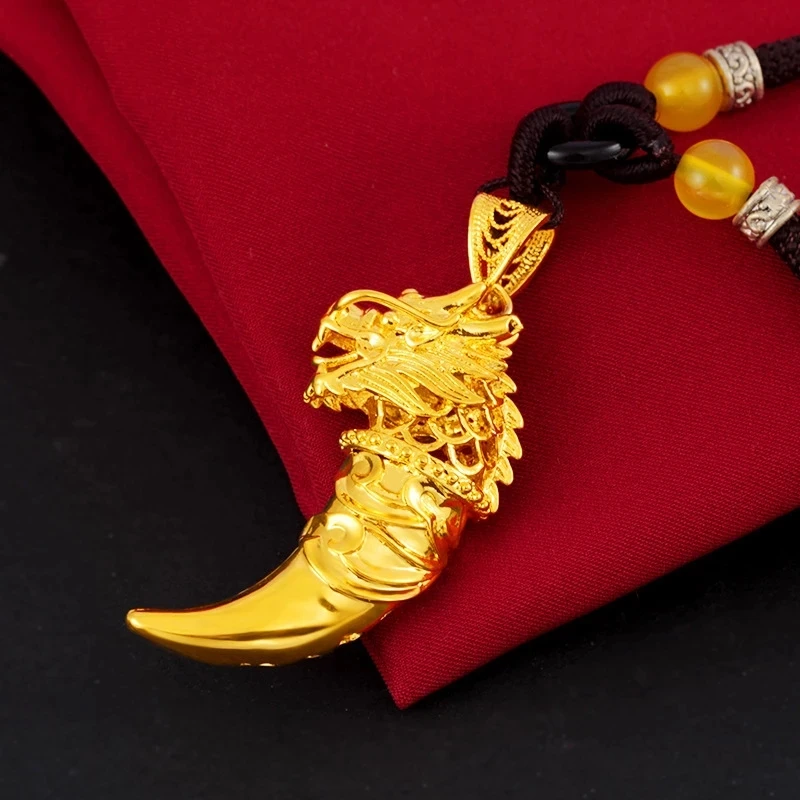 Genuine 18K Yellow Gold Wolf's Tooth Pendant Necklaces for Men Women Fashion Gold Dragon Pendant Chain Jewelry Gifts Not Fade
Genuine 18K Yellow Gold Wolf's Tooth Pendant Necklaces for Men Women Fashion Gold Dragon Pendant Chain Jewelry Gifts Not Fade
