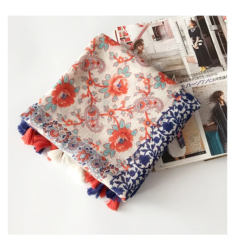 2020 Korean new spring autumn printed women's scarf tassel floral ethnic style cotton hemp travel sunshade sunscreen large shawl
2020 Korean new spring autumn printed women's scarf tassel floral ethnic style cotton hemp travel sunshade sunscreen large shawl