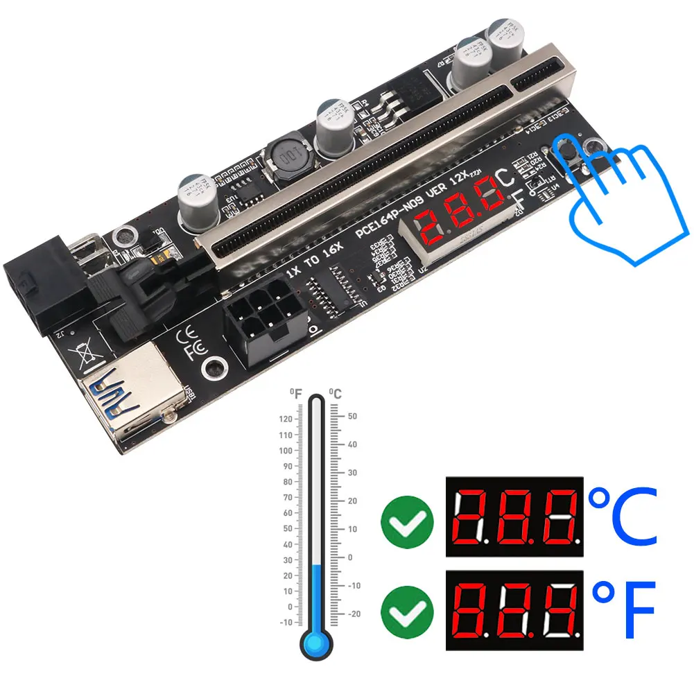 Transfer Card Adapter Riser Card PCI-E Riser Card USB 3.0 PCI Express 16X to 1X Extender with Temperature Sensor for Miner
Transfer Card Adapter Riser Card PCI-E Riser Card USB 3.0 PCI Express 16X to 1X Extender with Temperature Sensor for Miner