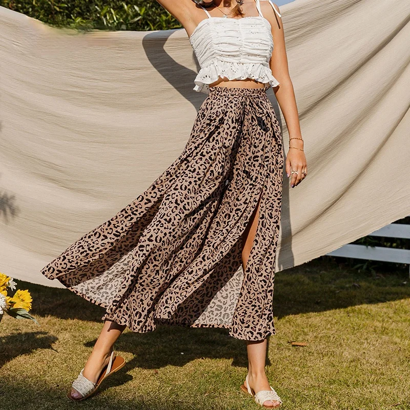 Boho Ladies Leopard Print Wide Leg Pants Casual Loose Belt Side Open Pants Streetwear Elastic Waist Bottom Ruffles New Summer
Boho Ladies Leopard Print Wide Leg Pants Casual Loose Belt Side Open Pants Streetwear Elastic Waist Bottom Ruffles New Summer