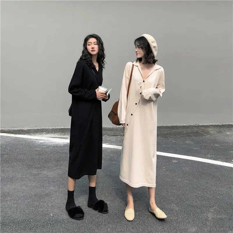 Mazefeng New 2020 Women Dresses Autumn Winter Single Breated Female Casual Straight Turn-down Collar Asymmetric Loose Clothes
Mazefeng New 2020 Women Dresses Autumn Winter Single Breated Female Casual Straight Turn-down Collar Asymmetric Loose Clothes