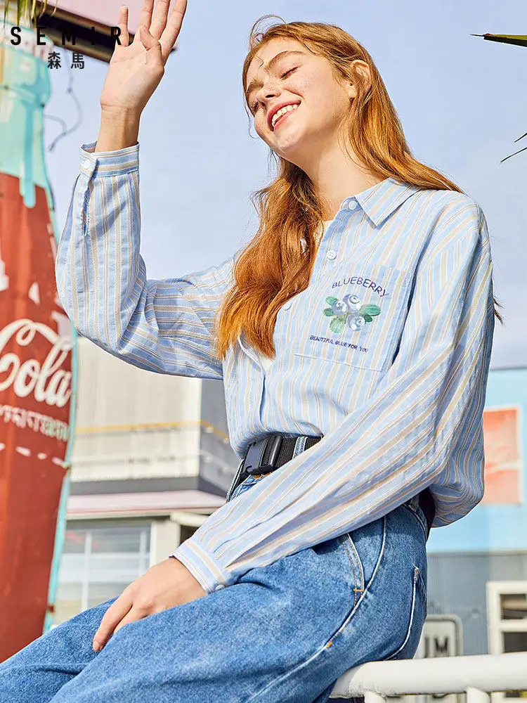 SEMIR Blue striped long sleeve blouse women shirt female 2020 new loose printing lapel shirt college spring clothing
SEMIR Blue striped long sleeve blouse women shirt female 2020 new loose printing lapel shirt college spring clothing