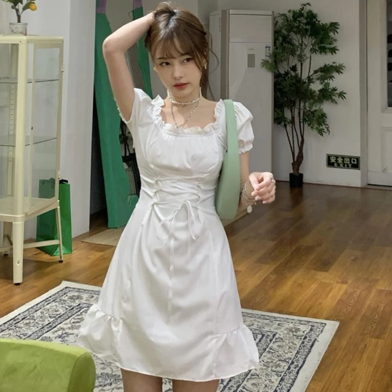 Dresses Women Short Sleeve Korean Style Chic Dress Tender Slim Ulzzang Vestido Feminino White Summer Ins Trendy Classy
Dresses Women Short Sleeve Korean Style Chic Dress Tender Slim Ulzzang Vestido Feminino White Summer Ins Trendy Classy