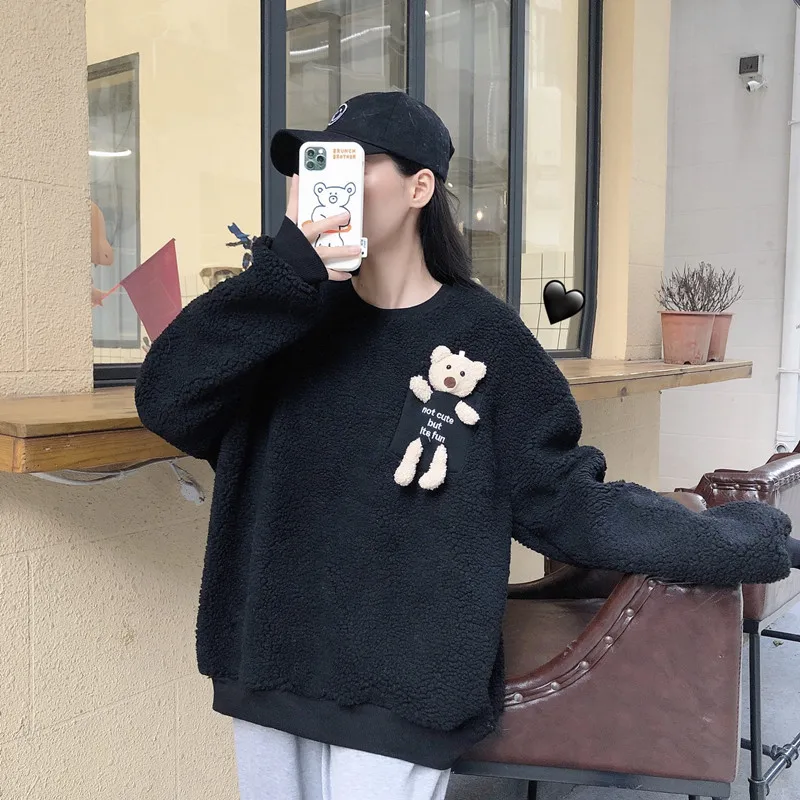 Korean Style Lilac Hoodies Women Oversize Bear Plush Toy Pullover Sweatshirt Autumn Winter Harajuku Casual Loose O-Neck Top Cute
Korean Style Lilac Hoodies Women Oversize Bear Plush Toy Pullover Sweatshirt Autumn Winter Harajuku Casual Loose O-Neck Top Cute
